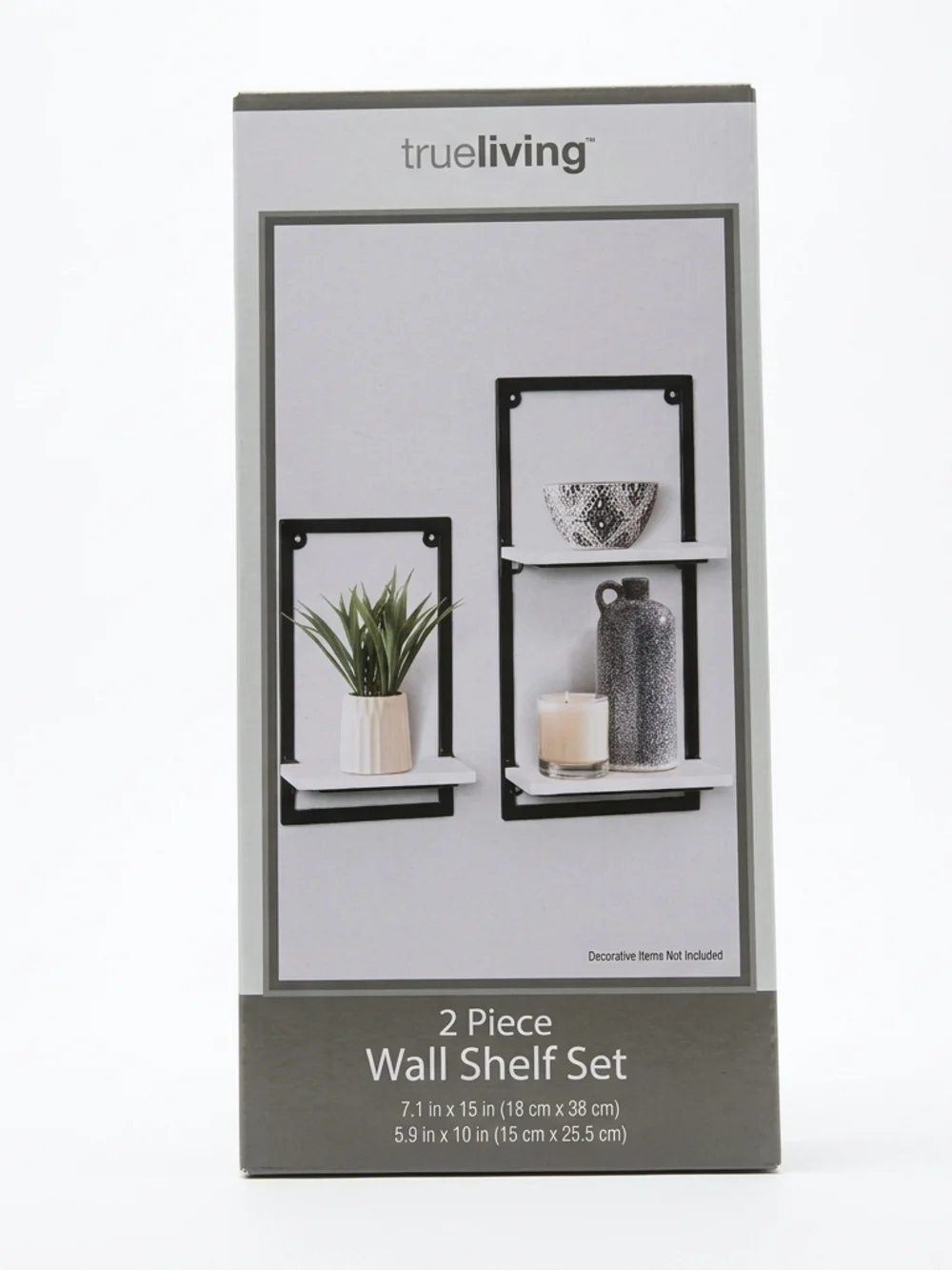 trueliving Black and White 2-Piece Wall Shelf Set
